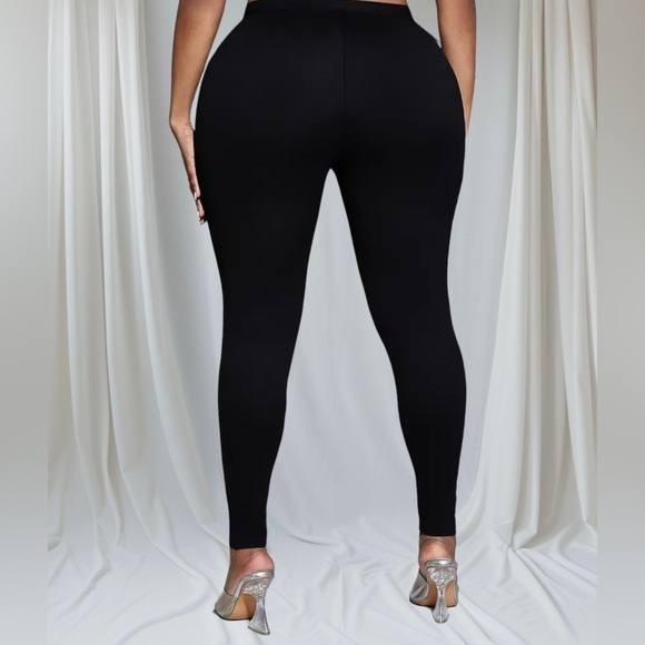 NWT Plus Size Solid Color Ripped Skinny Leggings, Casual Stretchy Leggings Women - Picture 4 of 5